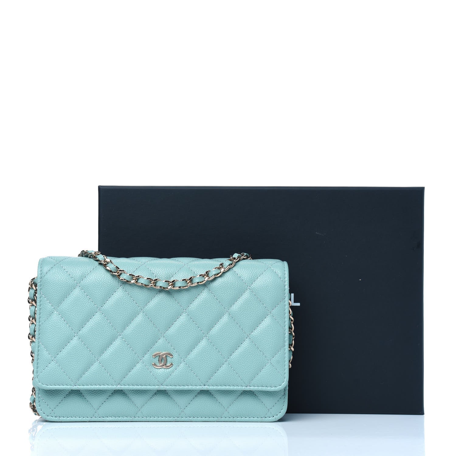 Chanel Caviar Quilted Wallet On Chain WOC Light Blue 13 of 13