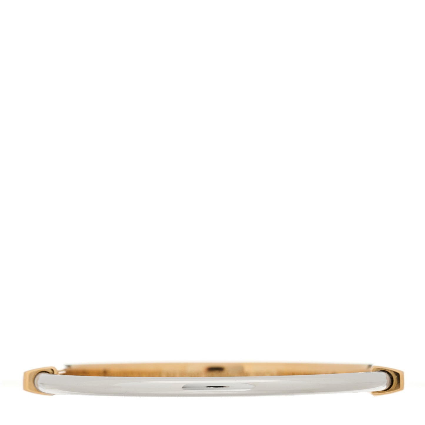 18K Yellow White Gold Diamond Narrow Tiffany Lock Half Pave Bangle Bracelet
