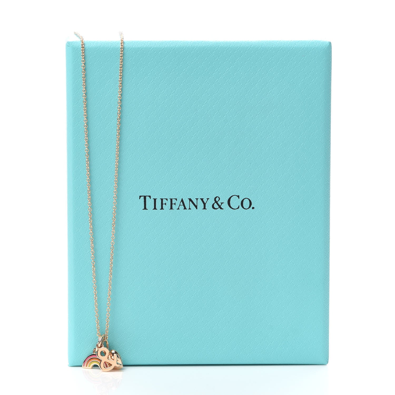 Tiffany 18K Rose Gold Love Rainbow Charm Pendant Necklace 6 of 6