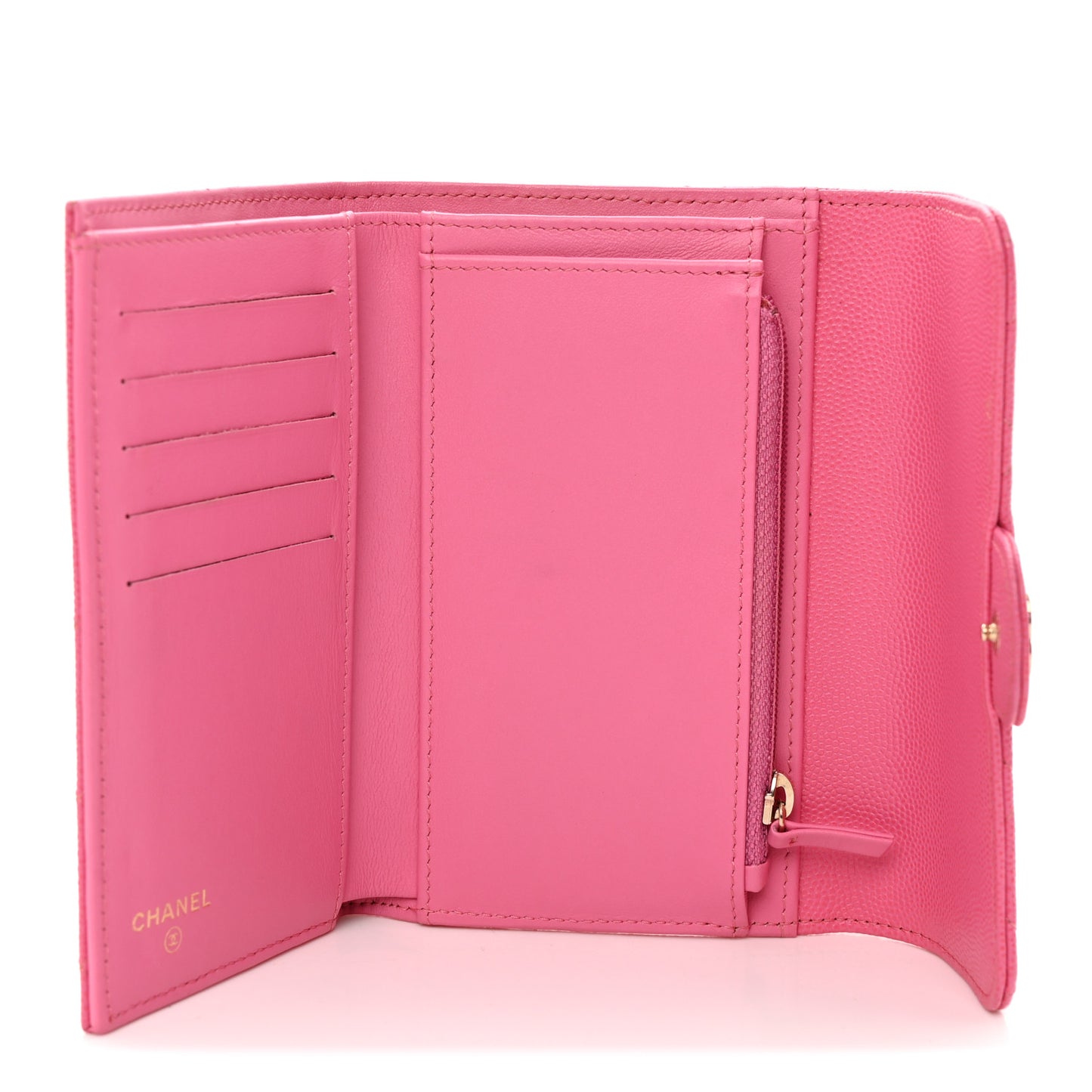 Caviar Quilted Medium Flap Wallet Pink