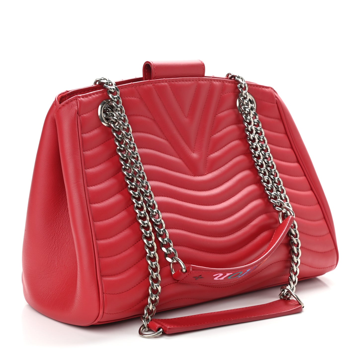 Calfskin New Wave Chain Tote Ecarlate