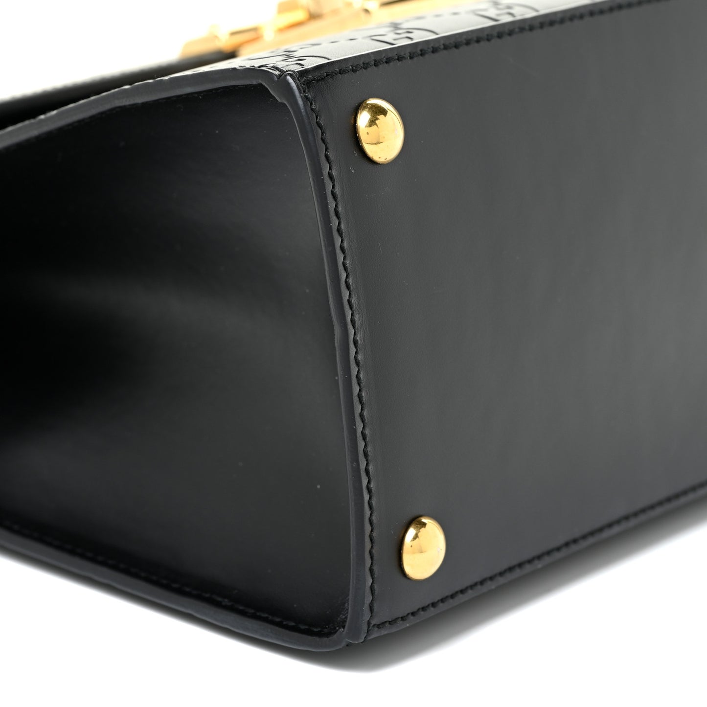 Guccissima Signature Small Padlock Top Handle Bag Black
