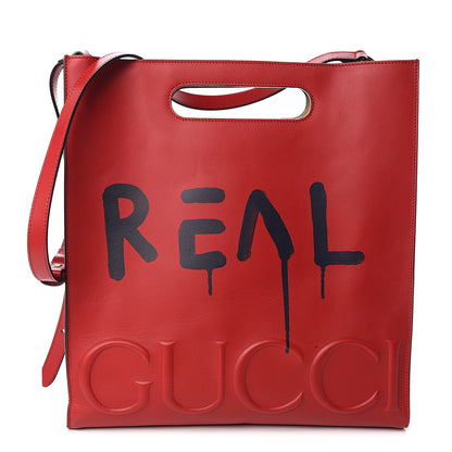 Gucci Calfskin GucciGhost Real Medium XL Tote Hibiscus Red 1 of 11