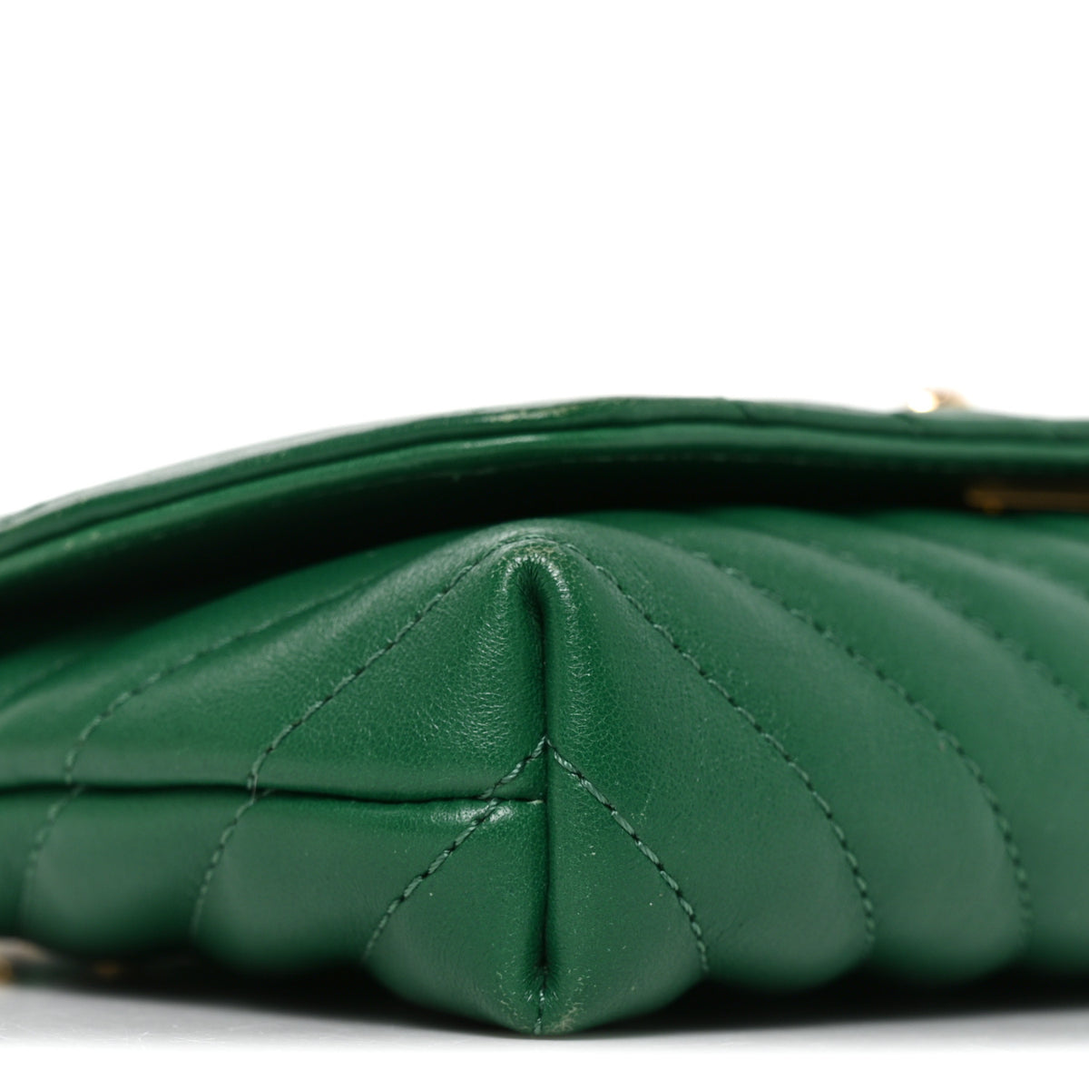 Lambskin Chevron Quilted East West Flap Green