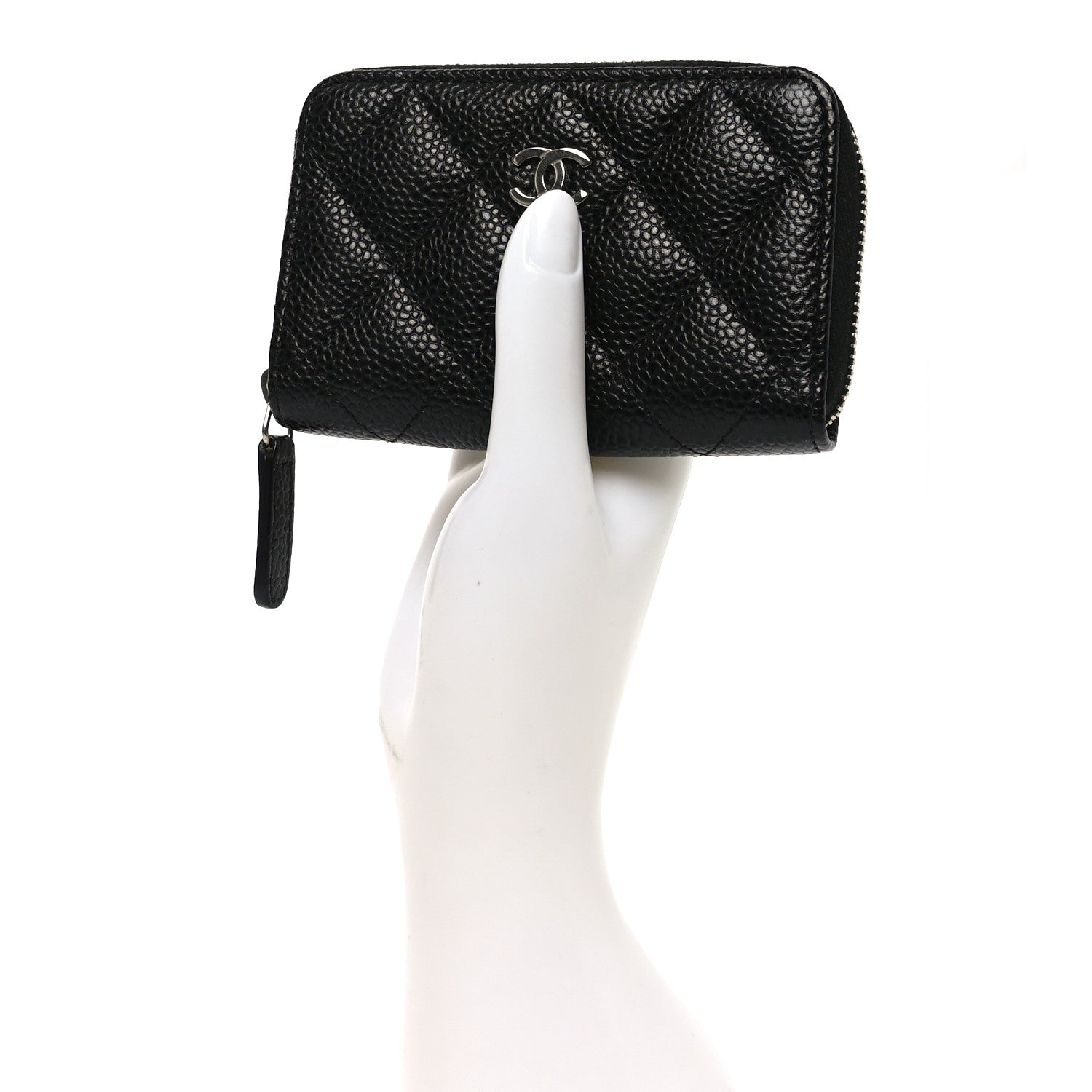 Chanel Caviar Quilted Zip Coin Purse Black 2 of 8