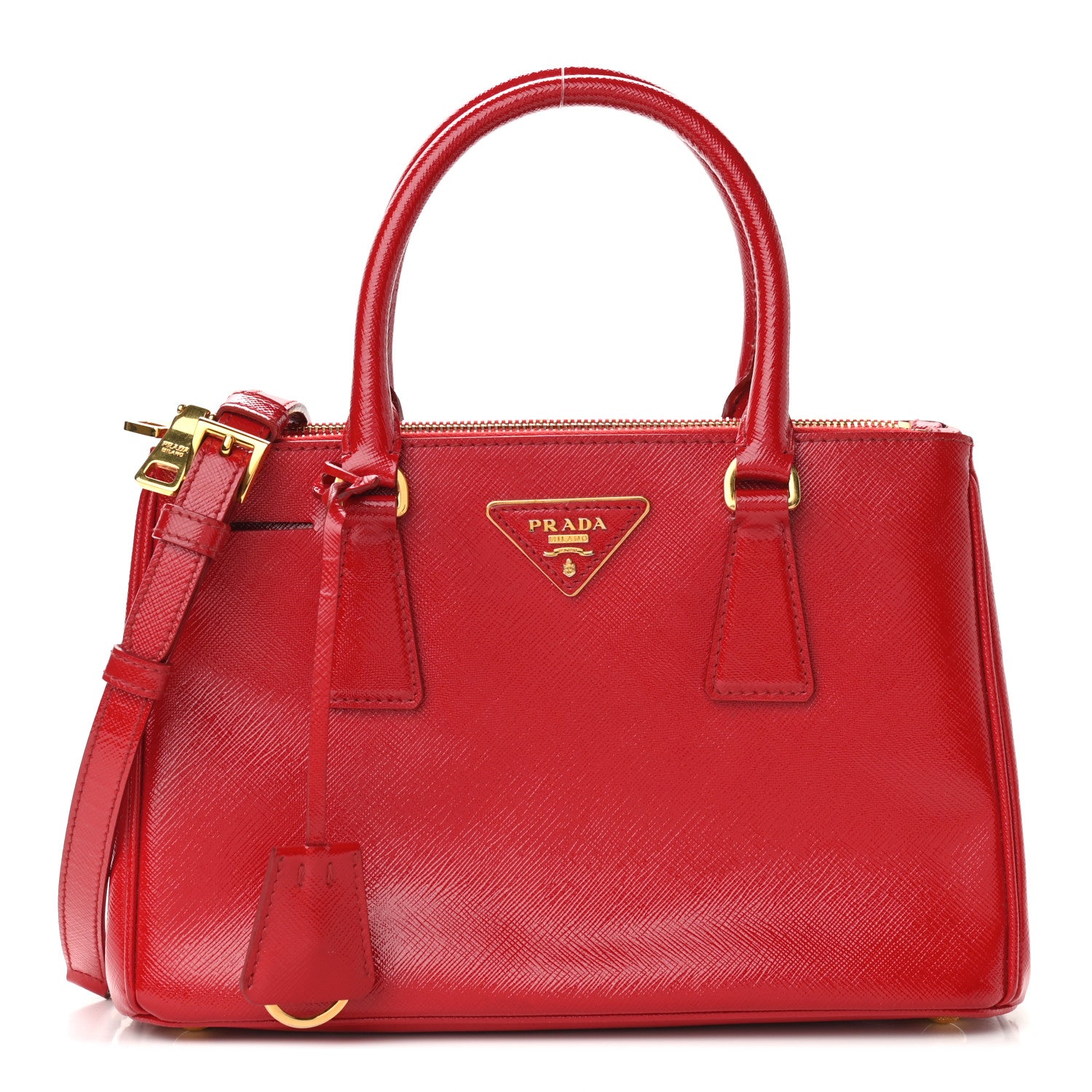 Prada Saffiano Vernice Mini Galleria Double Zip Tote Rosso 1 of 12