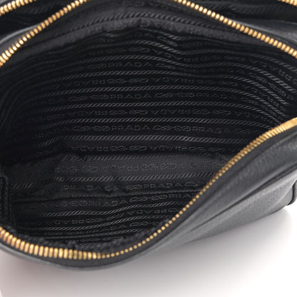 Prada Vitello Daino Medium Double Zip Shoulder Bag Black 9 of 21