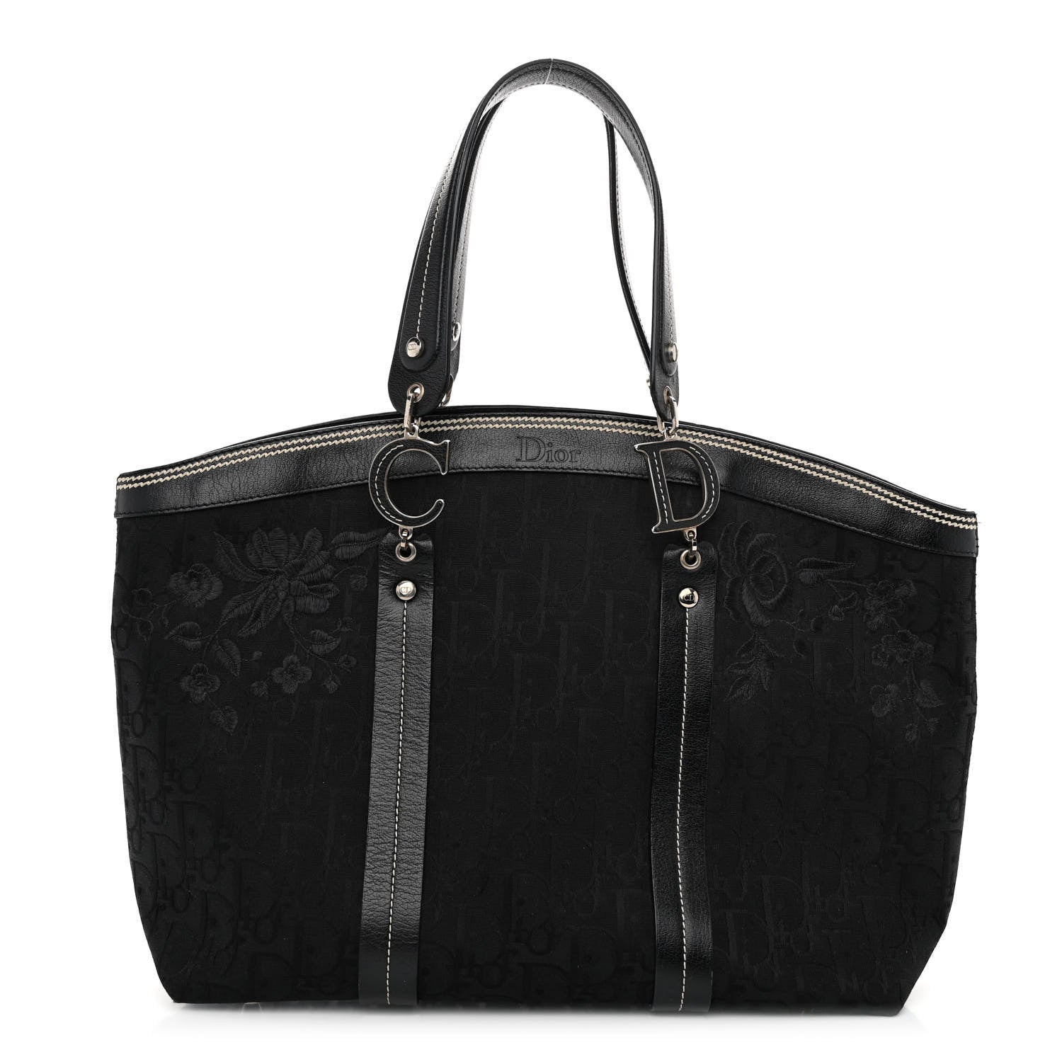 Christian Dior Monogram Vintage Flowers Dome Bag Black 1 of 14
