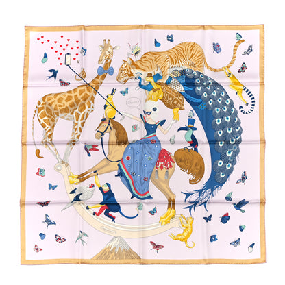 Hermes Silk Story Scarf 90 Rose Nacre Bleu Beige 1 of 4