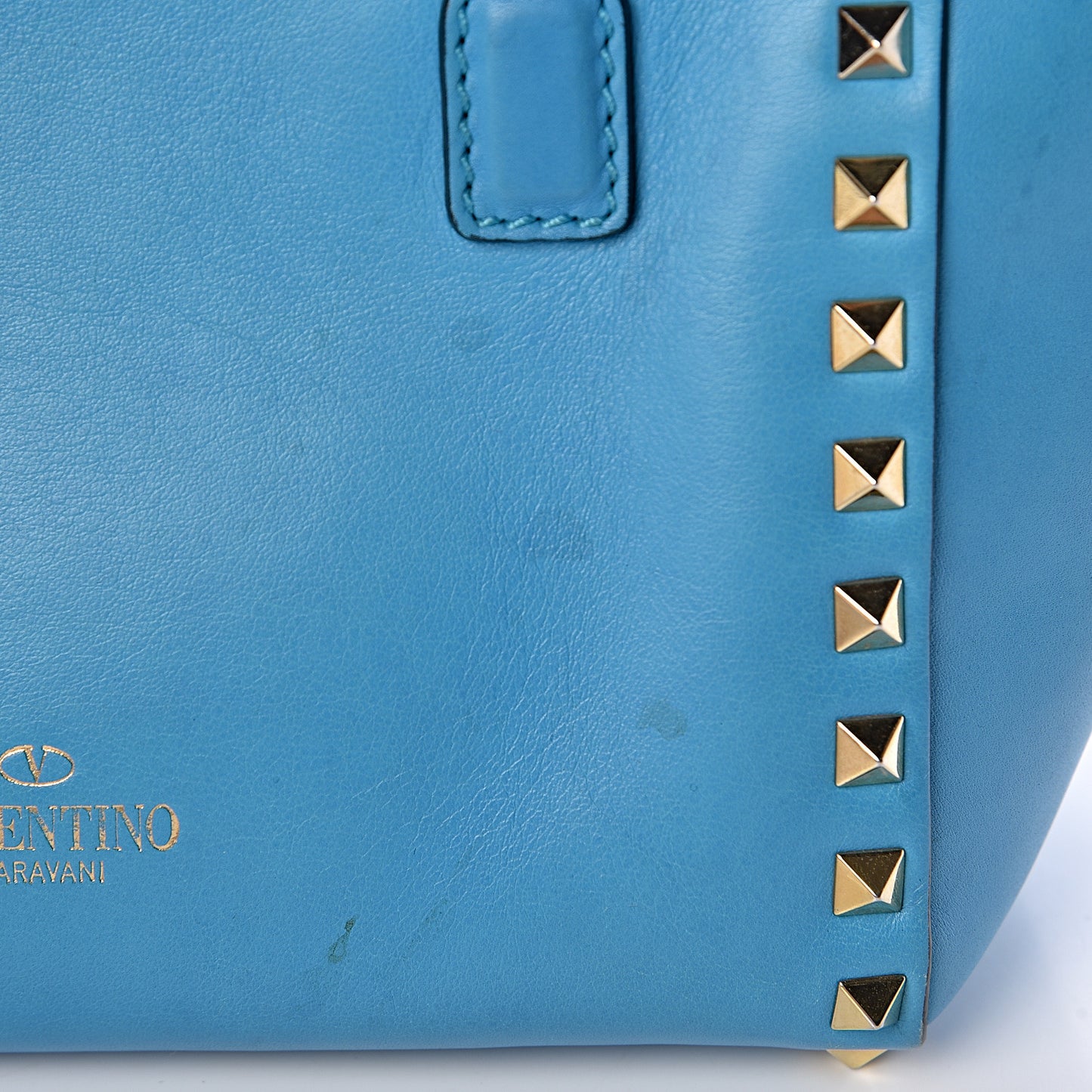 Vitello Mini Rockstud Double Handle Tote Parrot