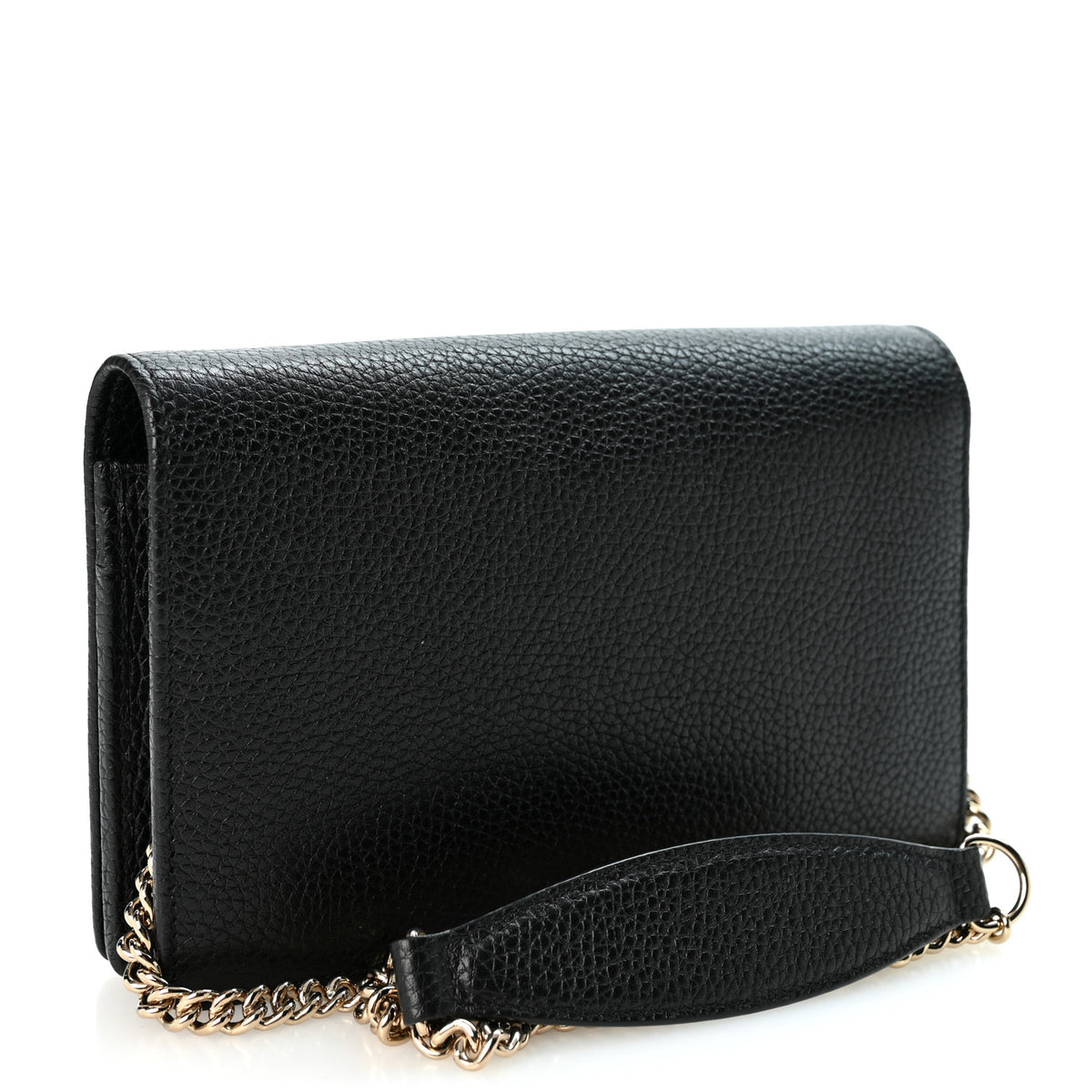 Gucci Pebbled Calfskin Soho Wallet On Chain Black 3 of 9