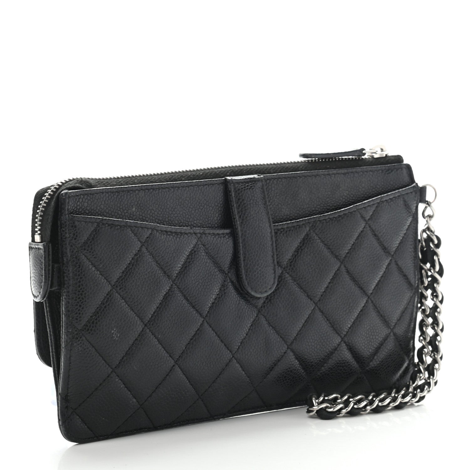 Chanel Caviar Quilted Classic Pouch With Handle Black 3 of 17
