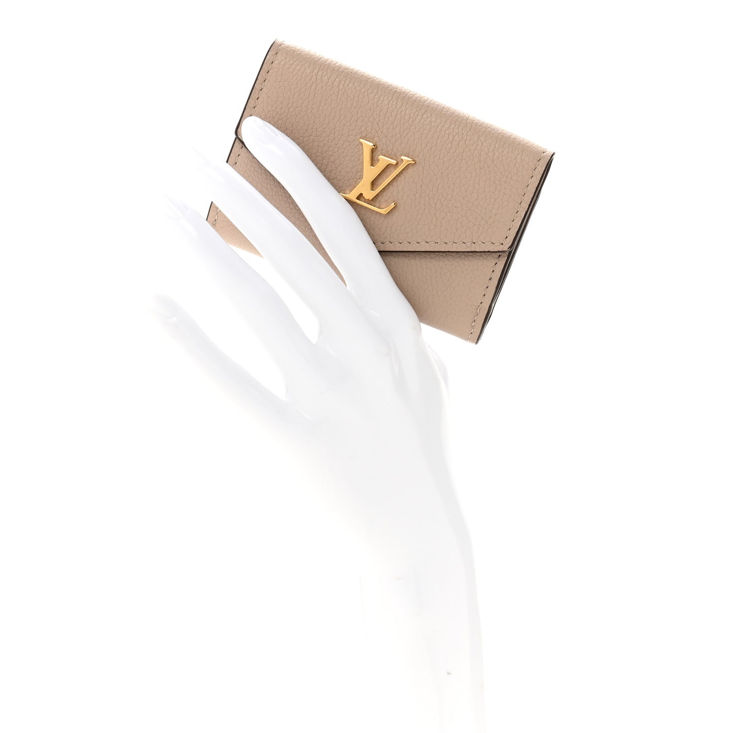 Calfskin Lockmini Wallet Greige