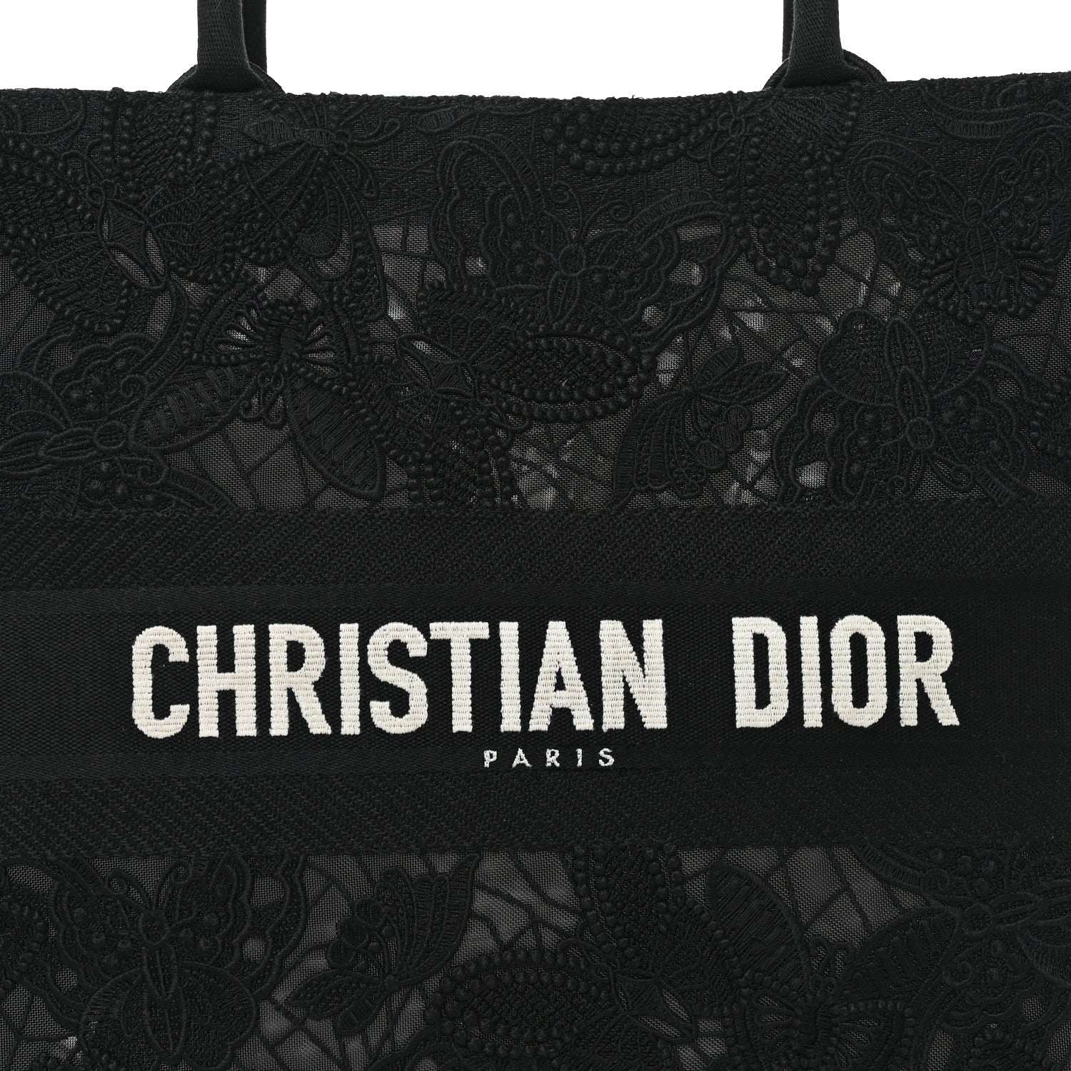 Christian Dior Embroidered 3D Macrame D-Lace Butterfly Large Book Tote Black Multicolor 8 of 10