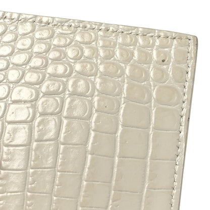 Saint Laurent Calfskin Crocodile Embossed Monogram Uptown Baby Pouch Perle 9 of 11