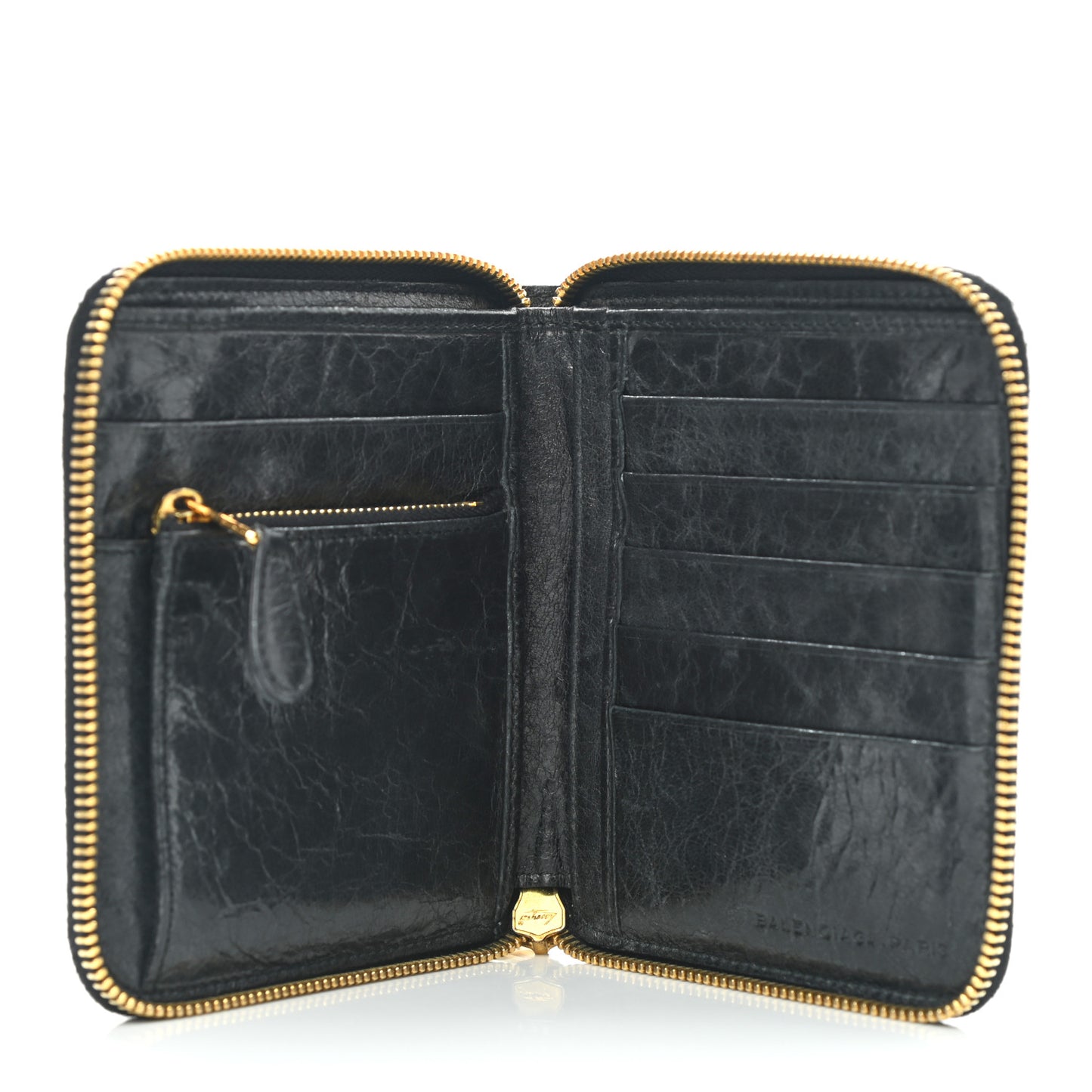 Agneau Giant 12 Gold Hardware Mini Zip Around Wallet Black