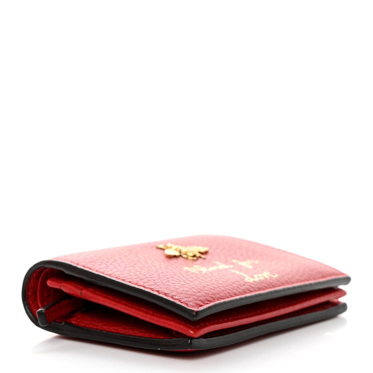 Pebbled Calfskin Animalier Card Case Red