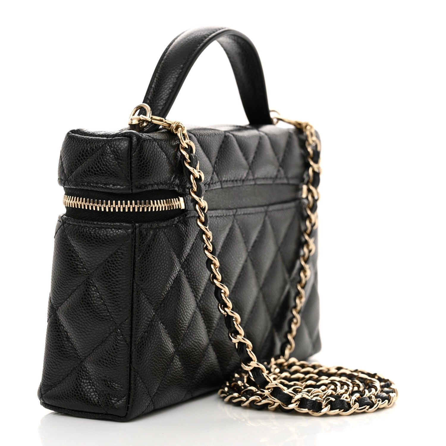Chanel Caviar Quilted Top Handle Slim Vanity With Chain Black 3 of 11