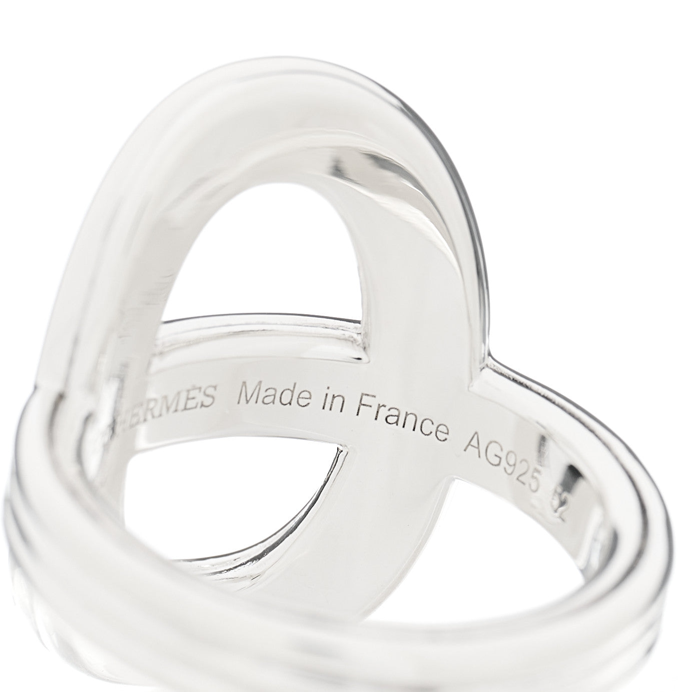 Hermes Sterling Silver Vertical Chaine d'Ancre 24 Ring 52 6 8 of 11