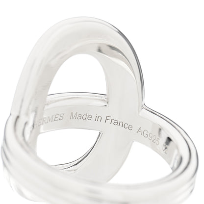 Hermes Sterling Silver Vertical Chaine d'Ancre 24 Ring 52 6 8 of 11