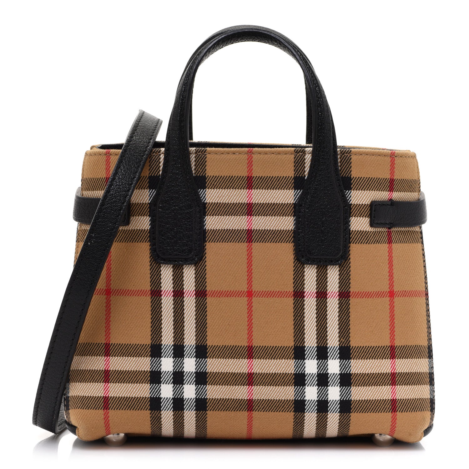 Burberry Goatskin Vintage Check Baby Banner Tote Black 1 of 11