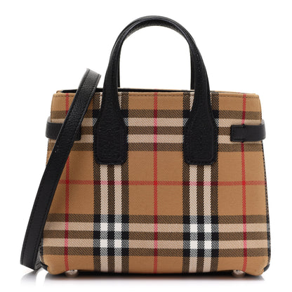 Burberry Goatskin Vintage Check Baby Banner Tote Black 1 of 11