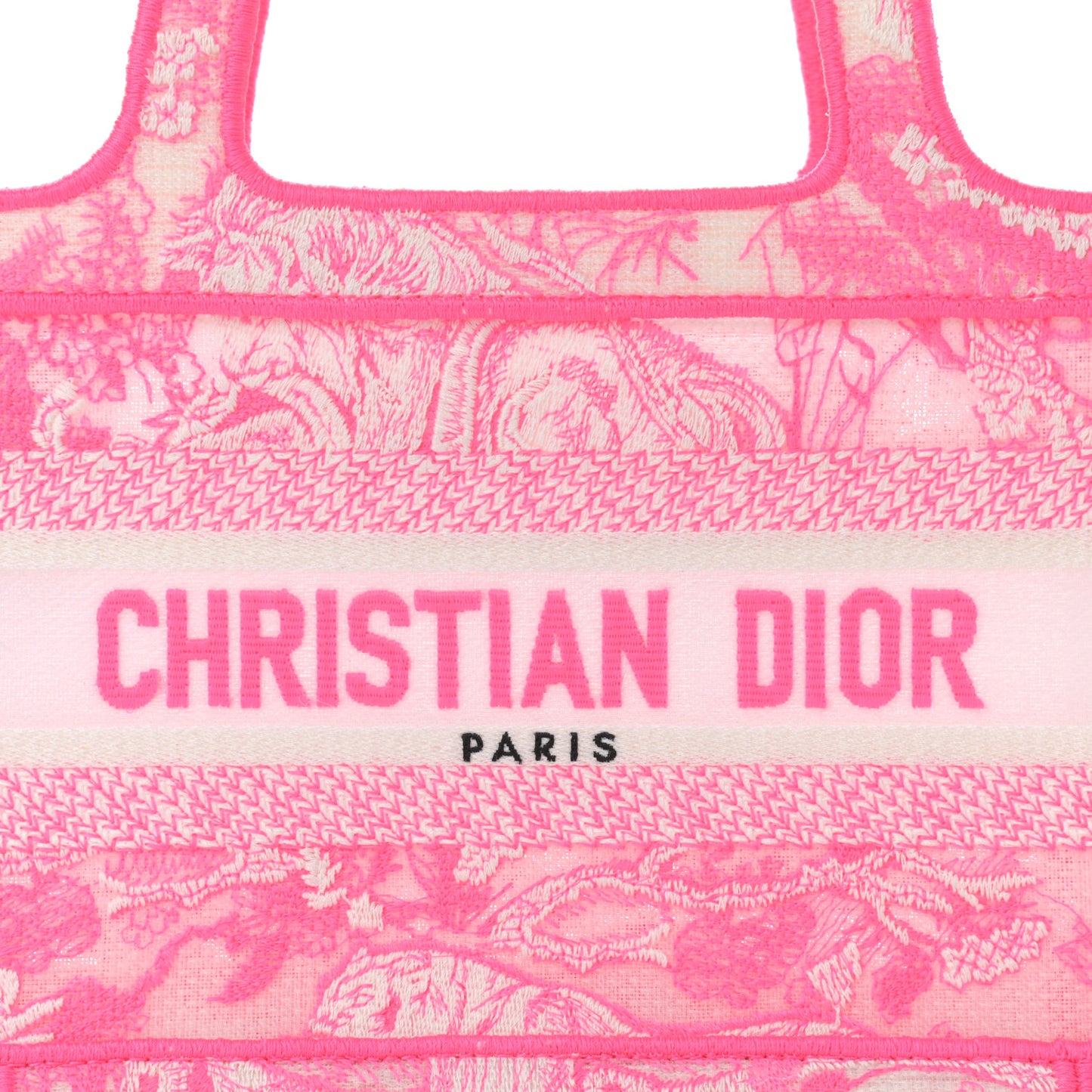 Canvas Embroidered Mini Toile De Jouy Book Tote Pink