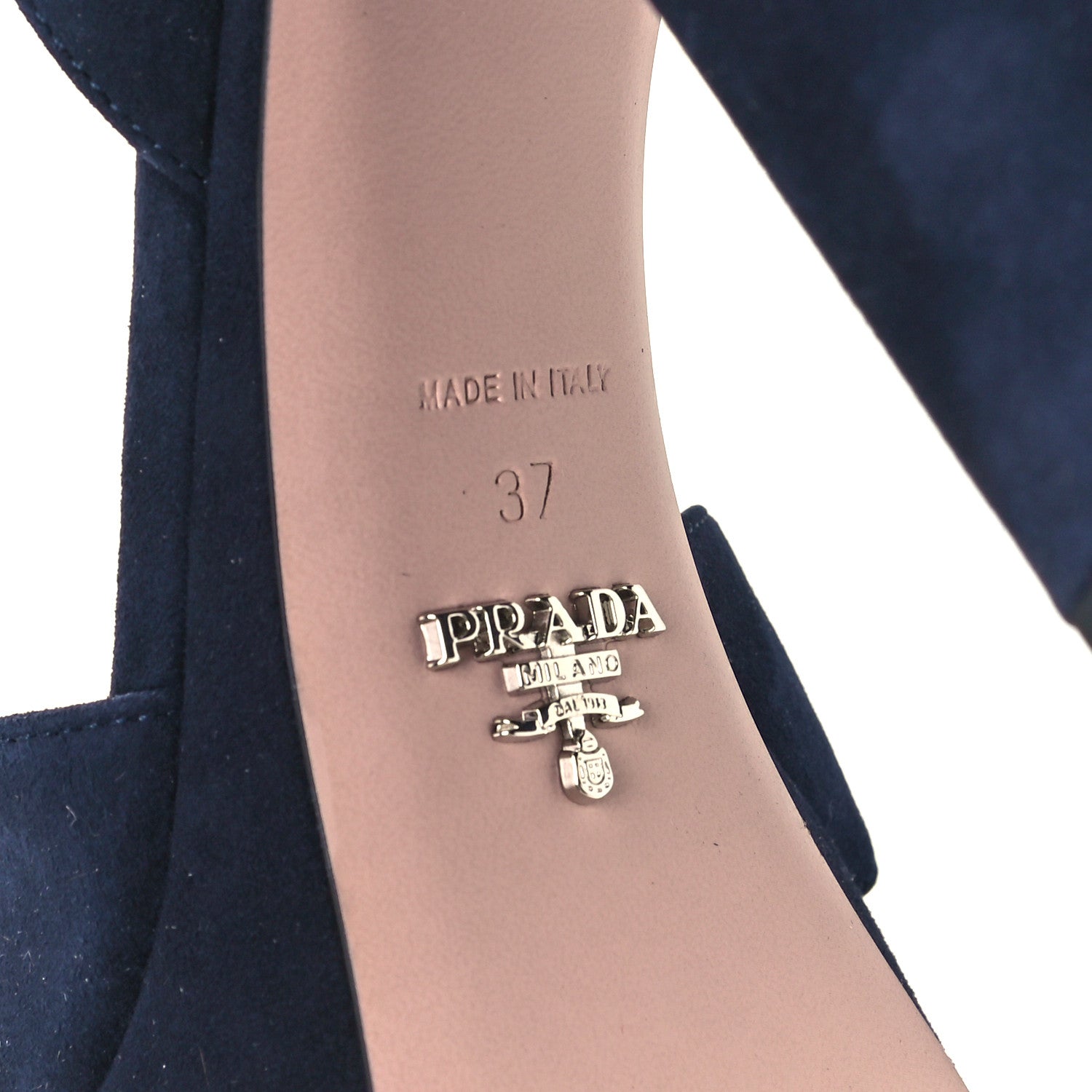 Prada Suede Platform Sandals 37 Navy 8 of 10