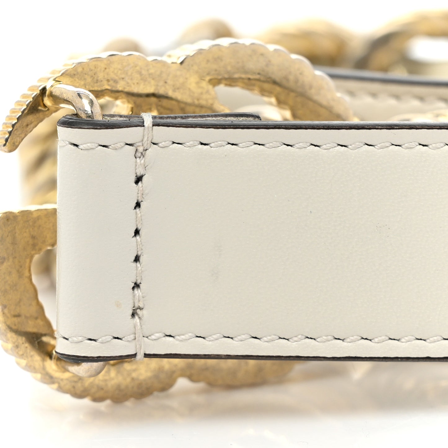 Calfskin Torchon Double G Chain 25mm Belt 85 34 Mystic White
