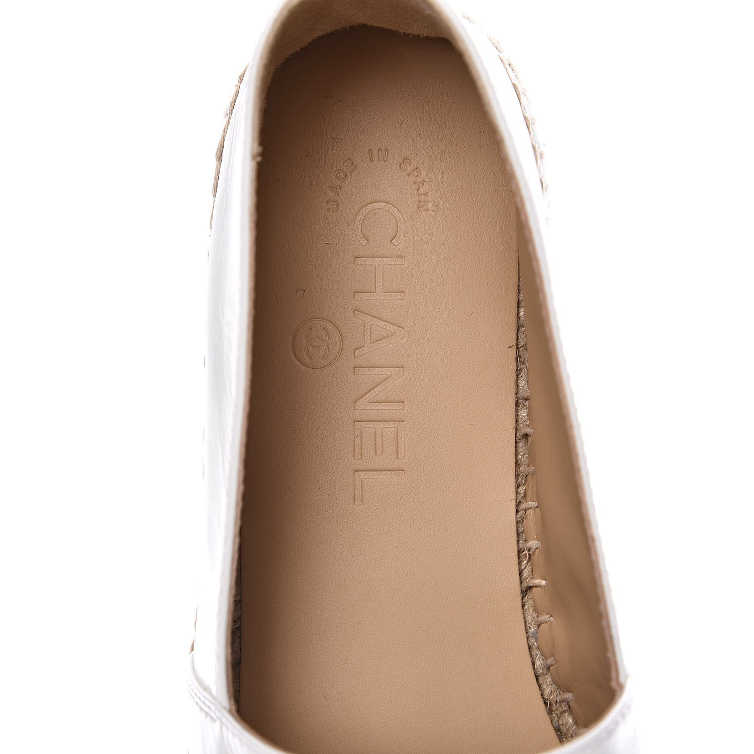 Chanel Distressed Patent CC Espadrilles 39 White Silver 7 of 10