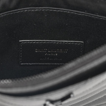 Saint Laurent Grain De Poudre Chevron Monogram Bill Pouch Black 6 of 7