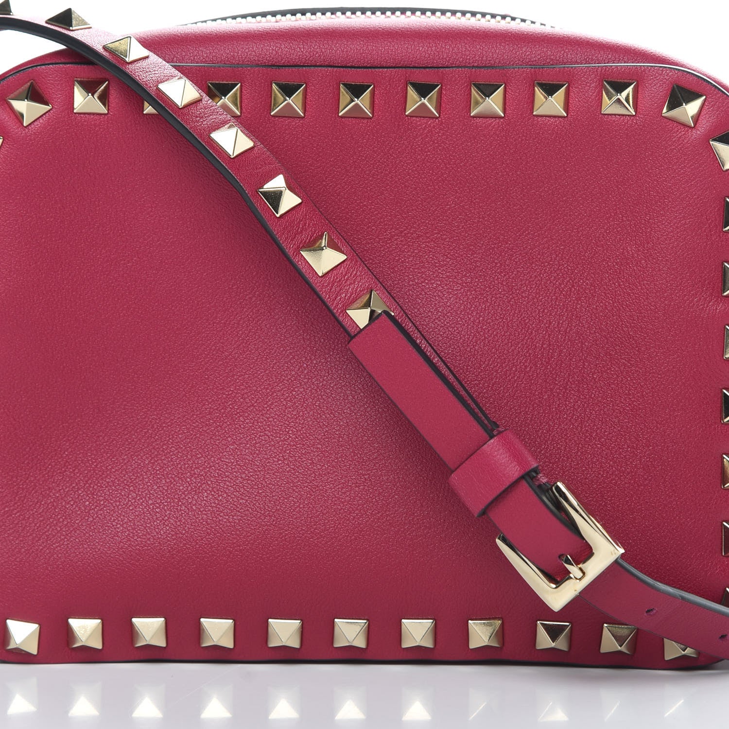 Valentino Garavani Vitello Rockstud Camera Crossbody Bag Raspberry 7 of 10