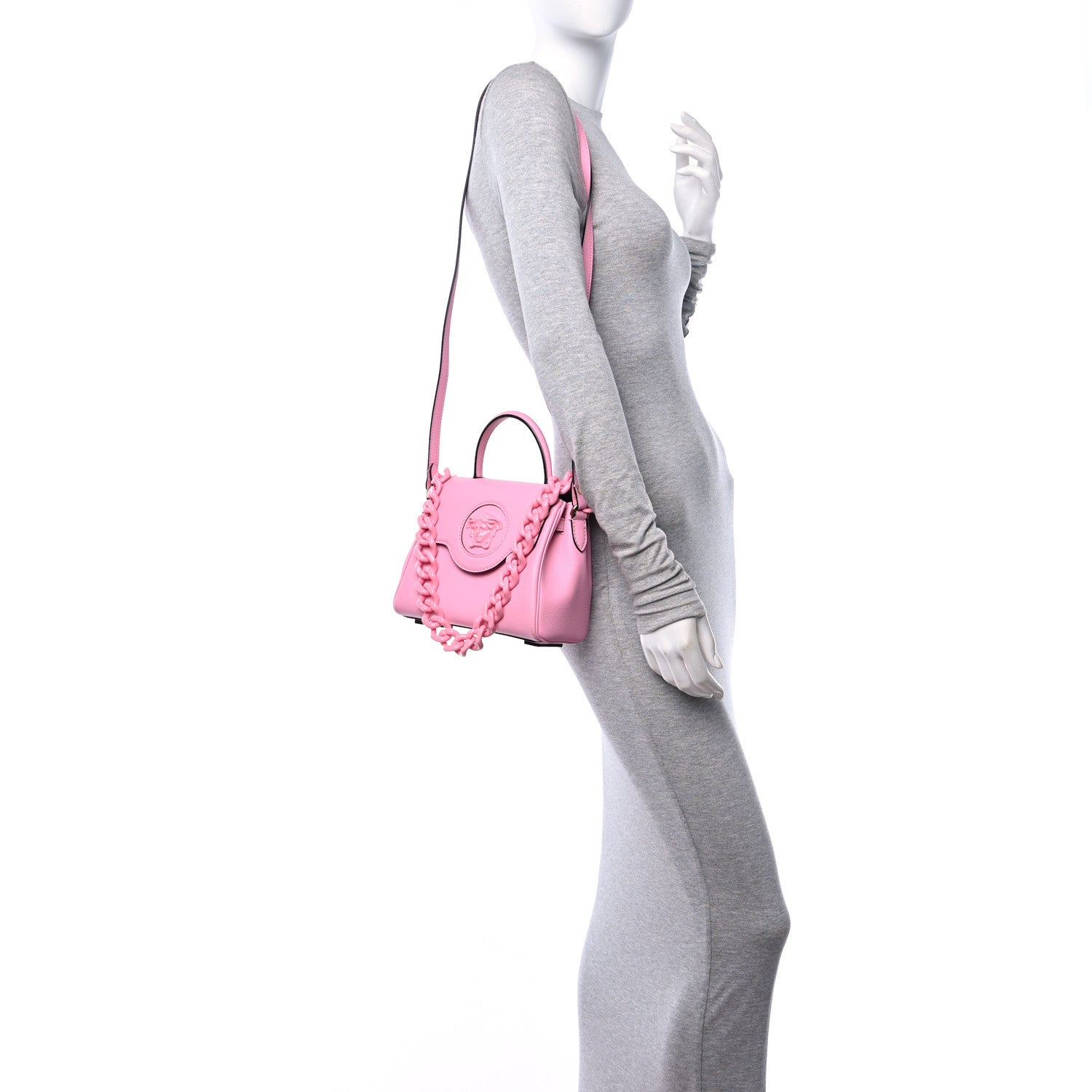 Versace Grained Calfskin Small La Medusa Top Handle Bag Pink 2 of 13