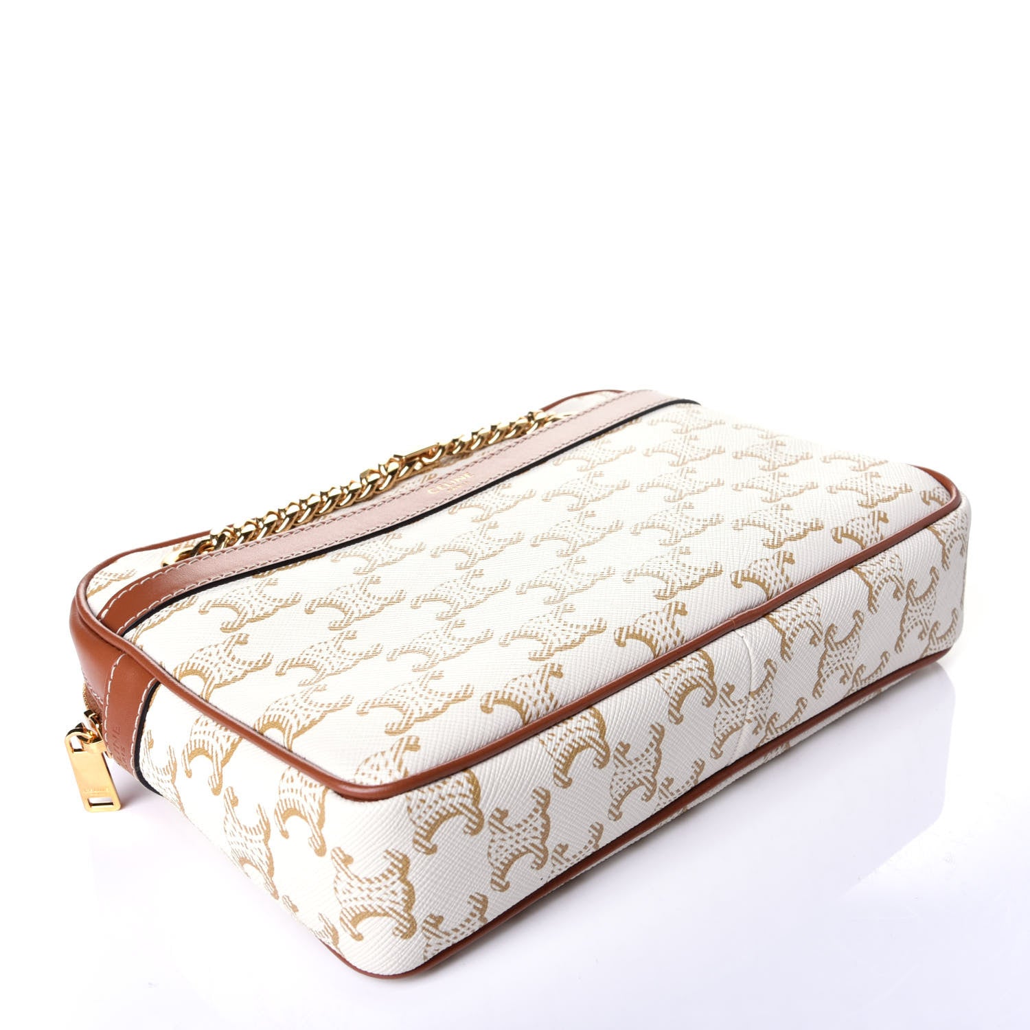 Celine Calfskin Triomphe Canvas Small Patapans White 3 of 9