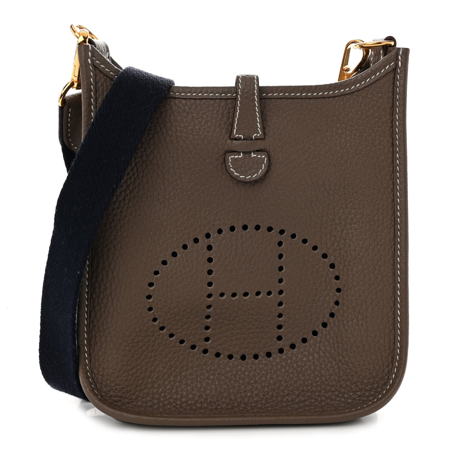 Hermes Taurillon Clemence Amazone Evelyne TPM Etoupe Bleu Indigo 1 of 10