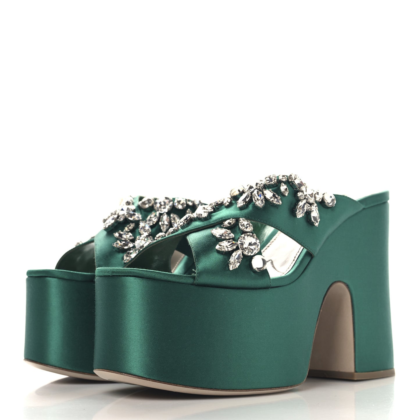 Satin Platform Sandals 40 Green