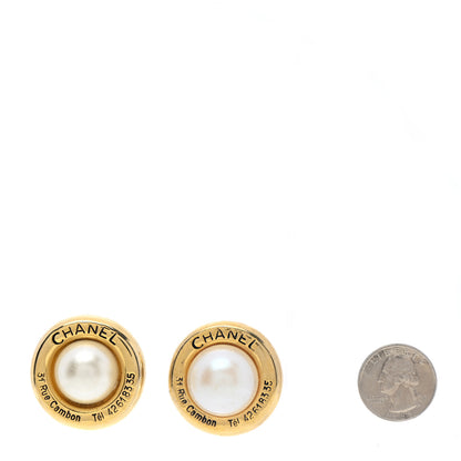 Chanel Pearl Rue Cambon Clip On Earrings Gold 2 of 5