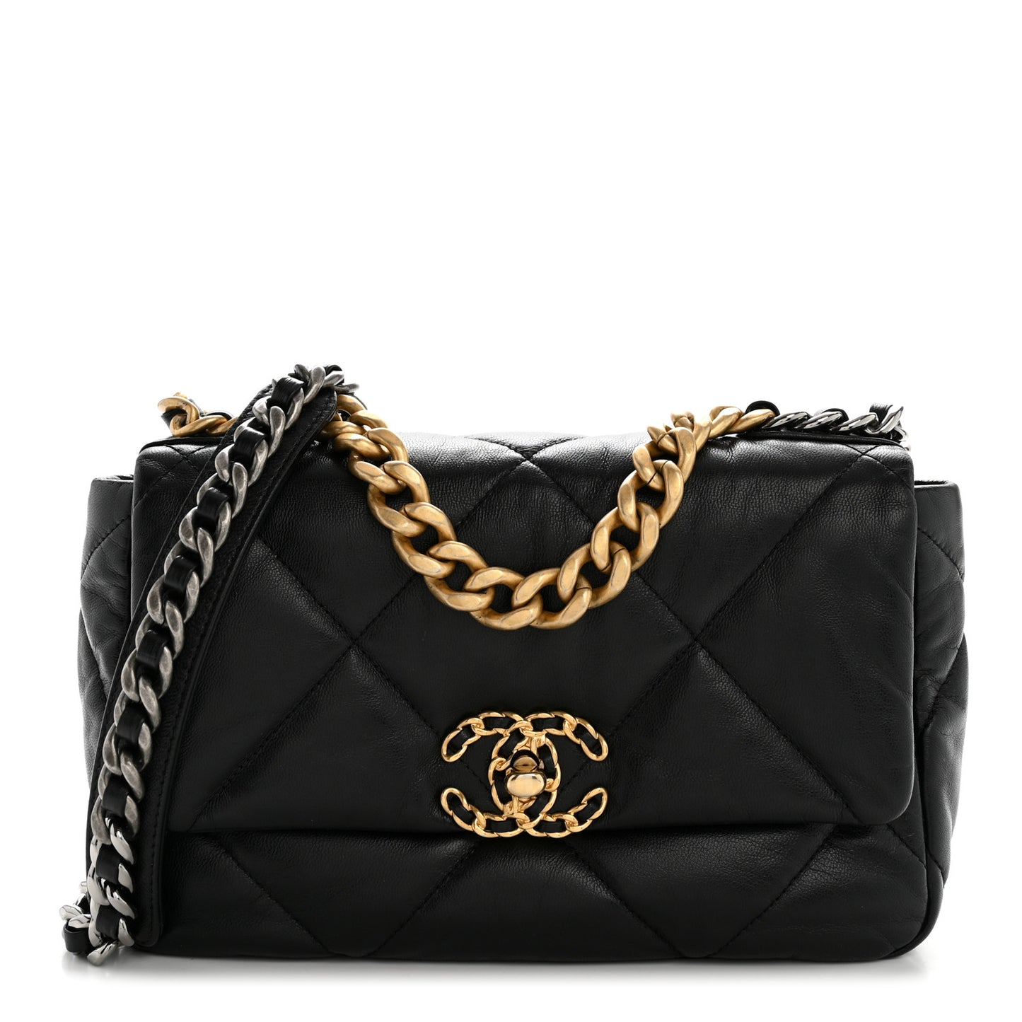 Goatskin Quilted Medium Chanel 19 Flap Black