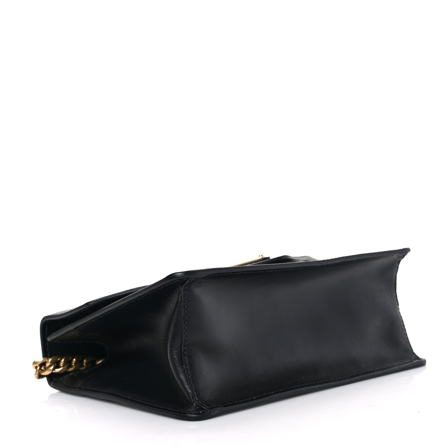 Prada Saffiano Soft Calfskin Metal Triangle Logo Envelope Chain Shoulder Bag Black 4 of 8