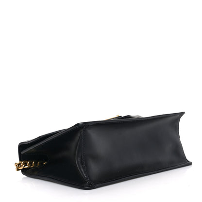 Prada Saffiano Soft Calfskin Metal Triangle Logo Envelope Chain Shoulder Bag Black 4 of 8