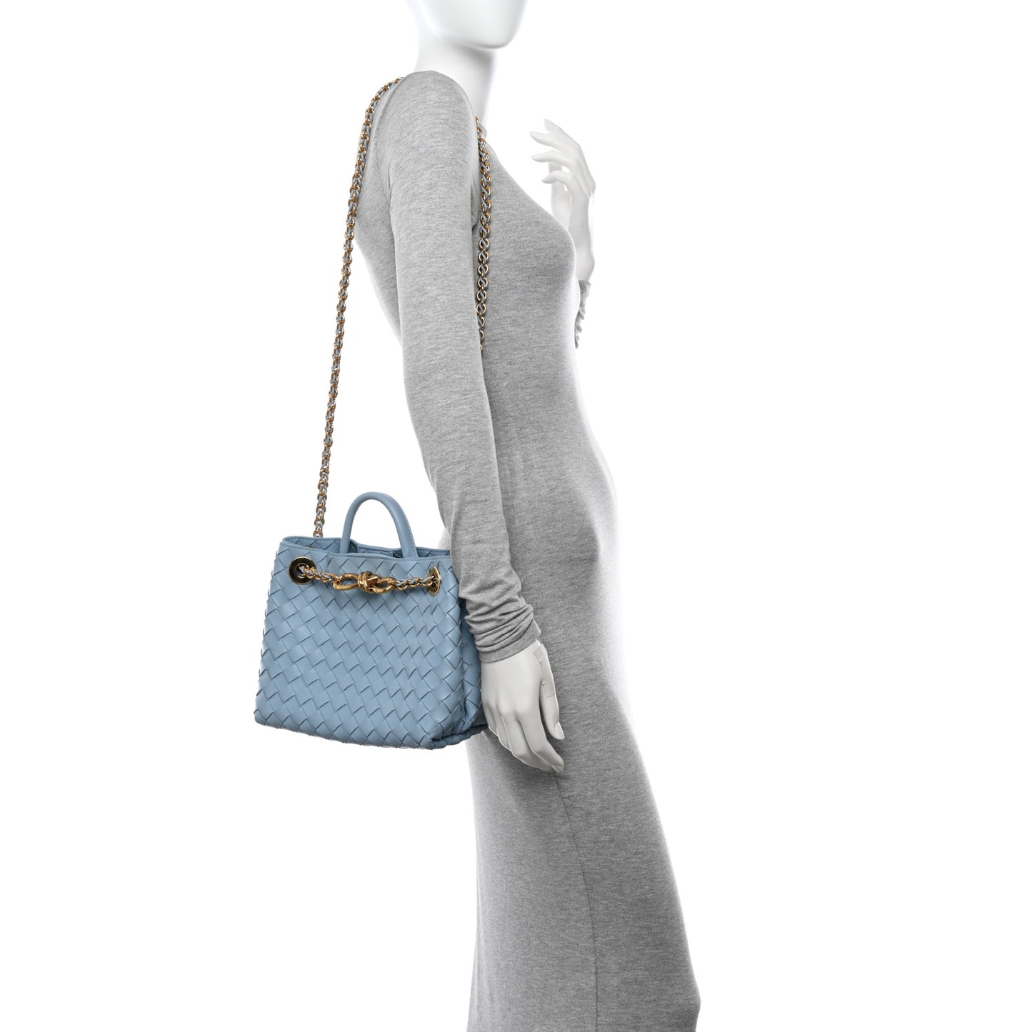 Nappa Intrecciato Small Andiamo With Chain Shoulder Bag Ice