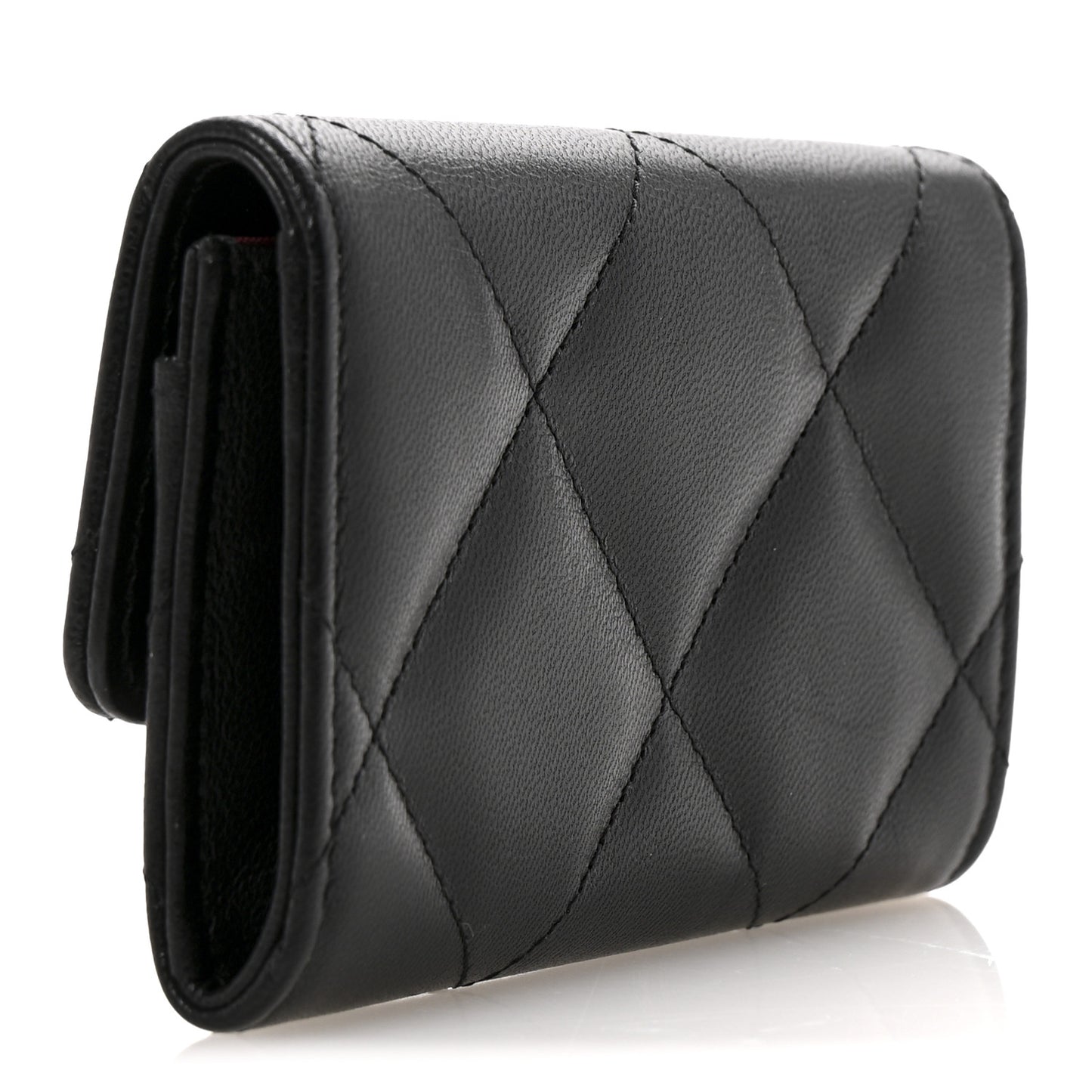 Lambskin Quilted Chanel 19 Flap Card Holder Black