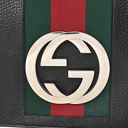 Gucci Calfskin Web Blondie Shoulder Flap Bag Black 9 of 11