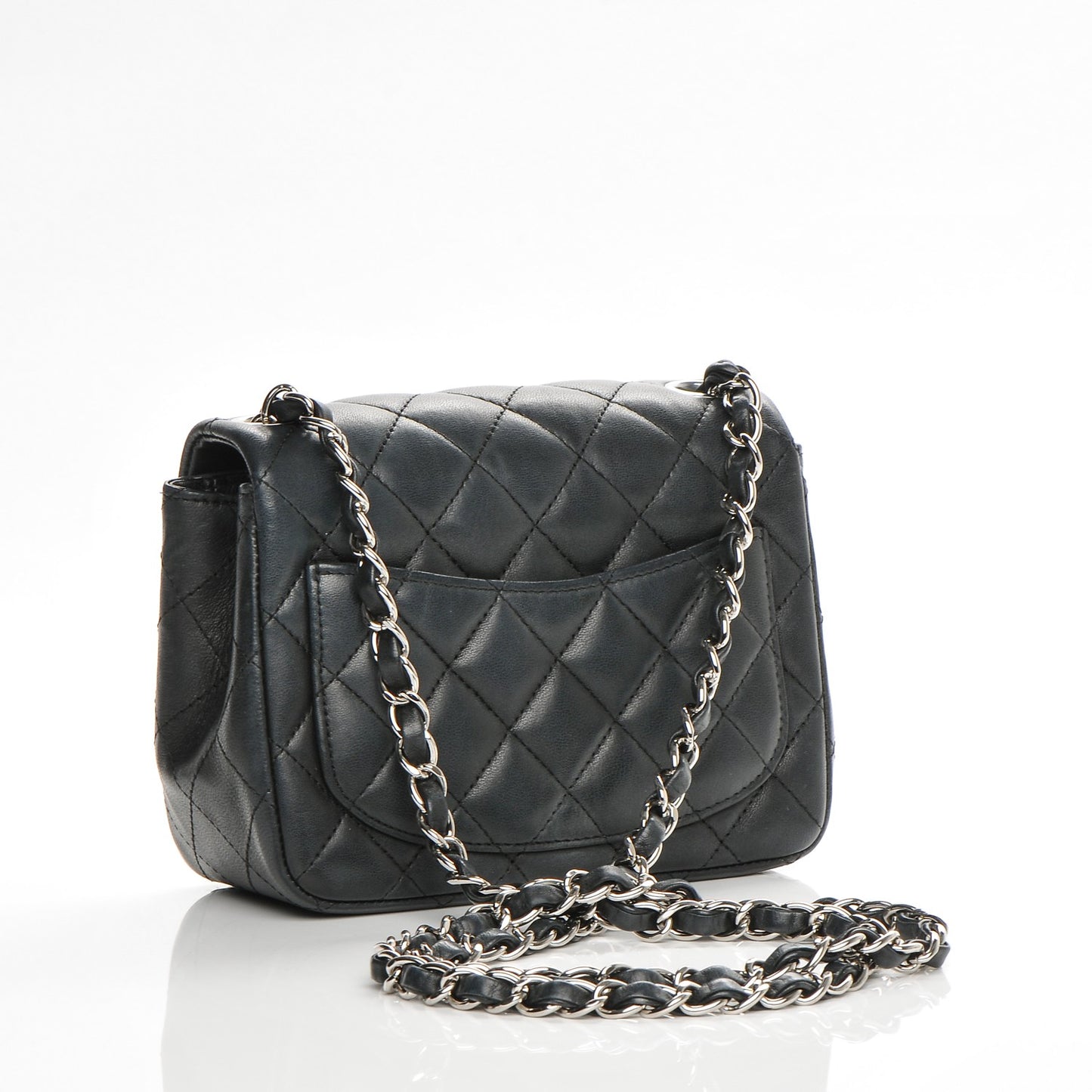 Lambskin Quilted Mini Square Flap Black