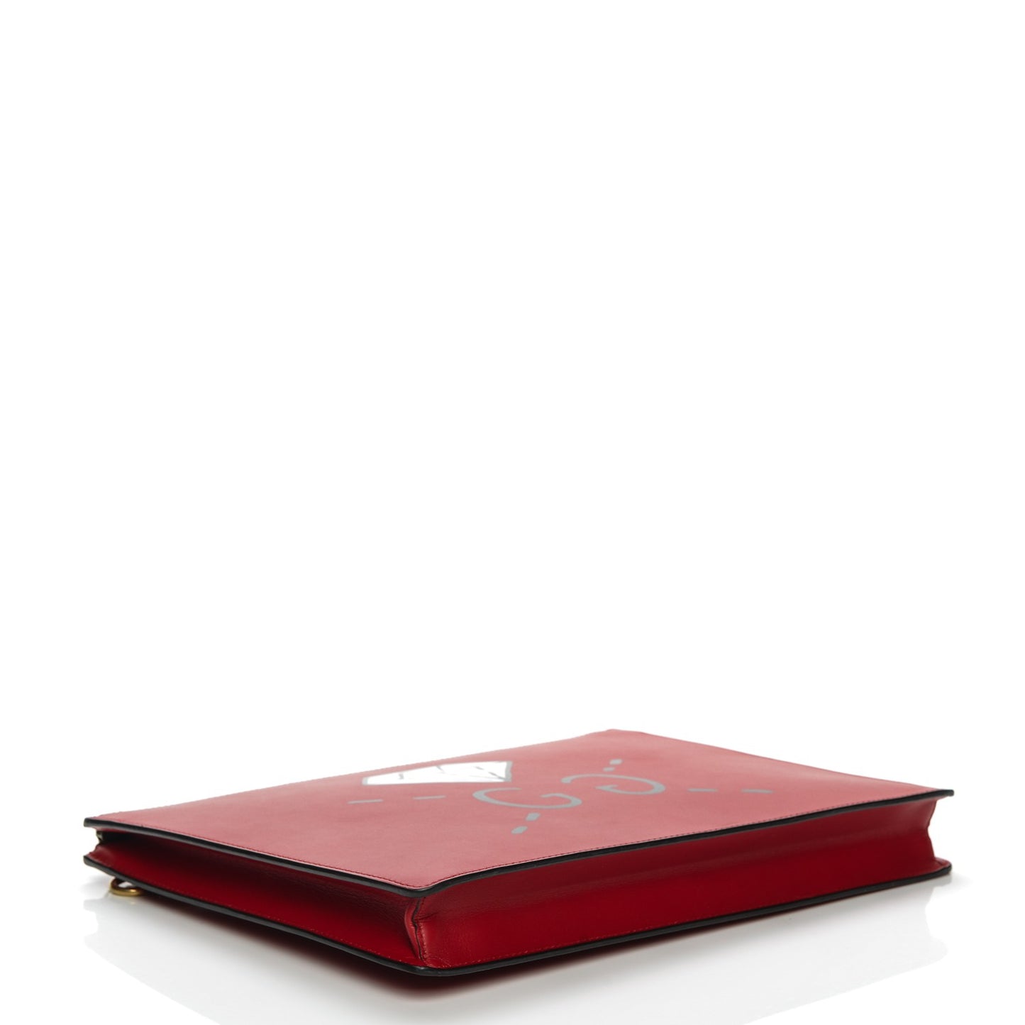 Calfskin GucciGhost Print Medium Documents Holder Hibiscus Red