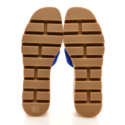 Hermes Suede Goatskin Cork Eze 30 Sandals 39 Bleu Ocean 5 of 9