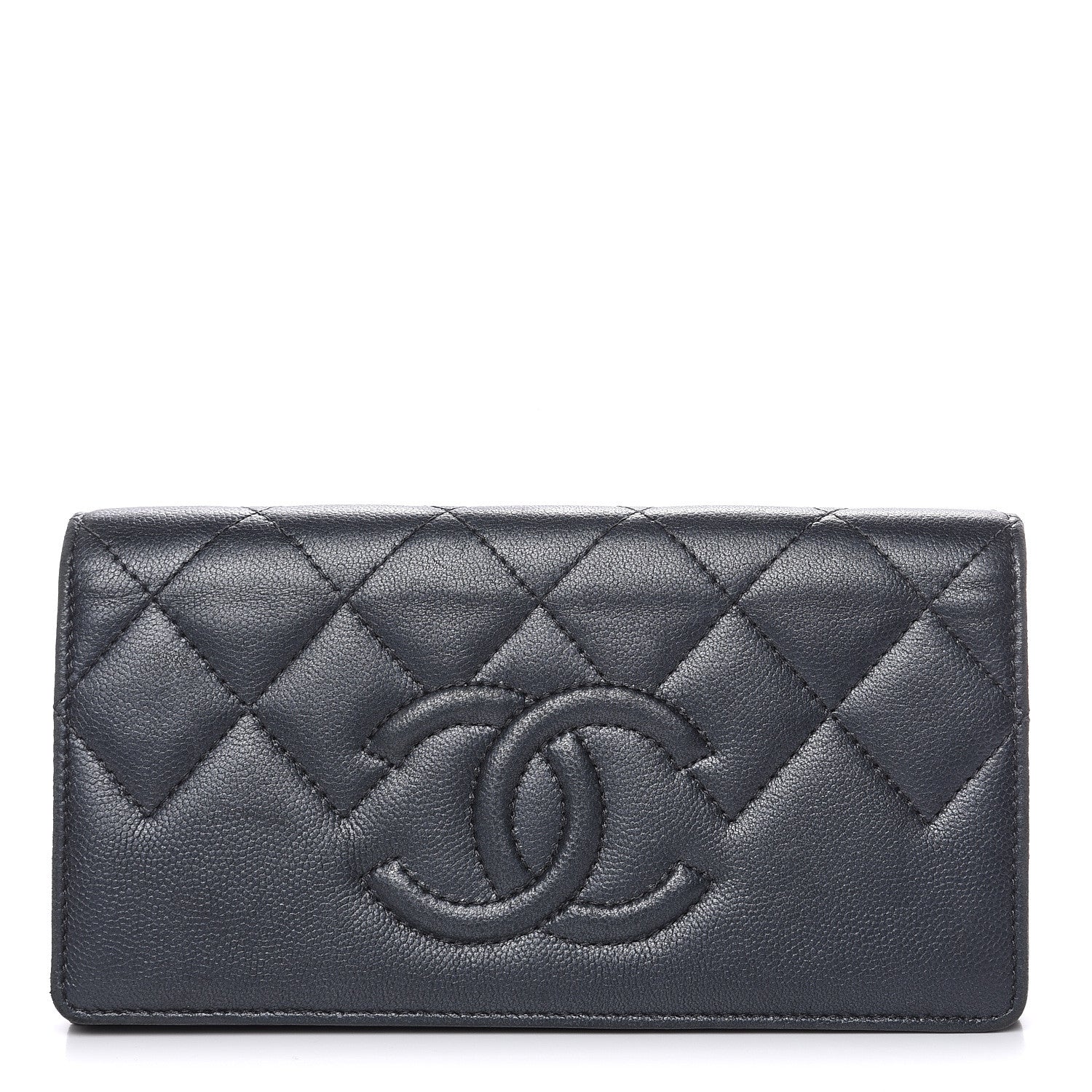 Chanel Metallic Caviar Quilted CC Large Gusset Flap Wallet Black 1 of 11