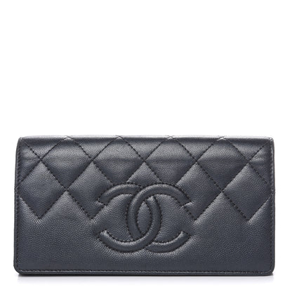 Chanel Metallic Caviar Quilted CC Large Gusset Flap Wallet Black 1 of 11