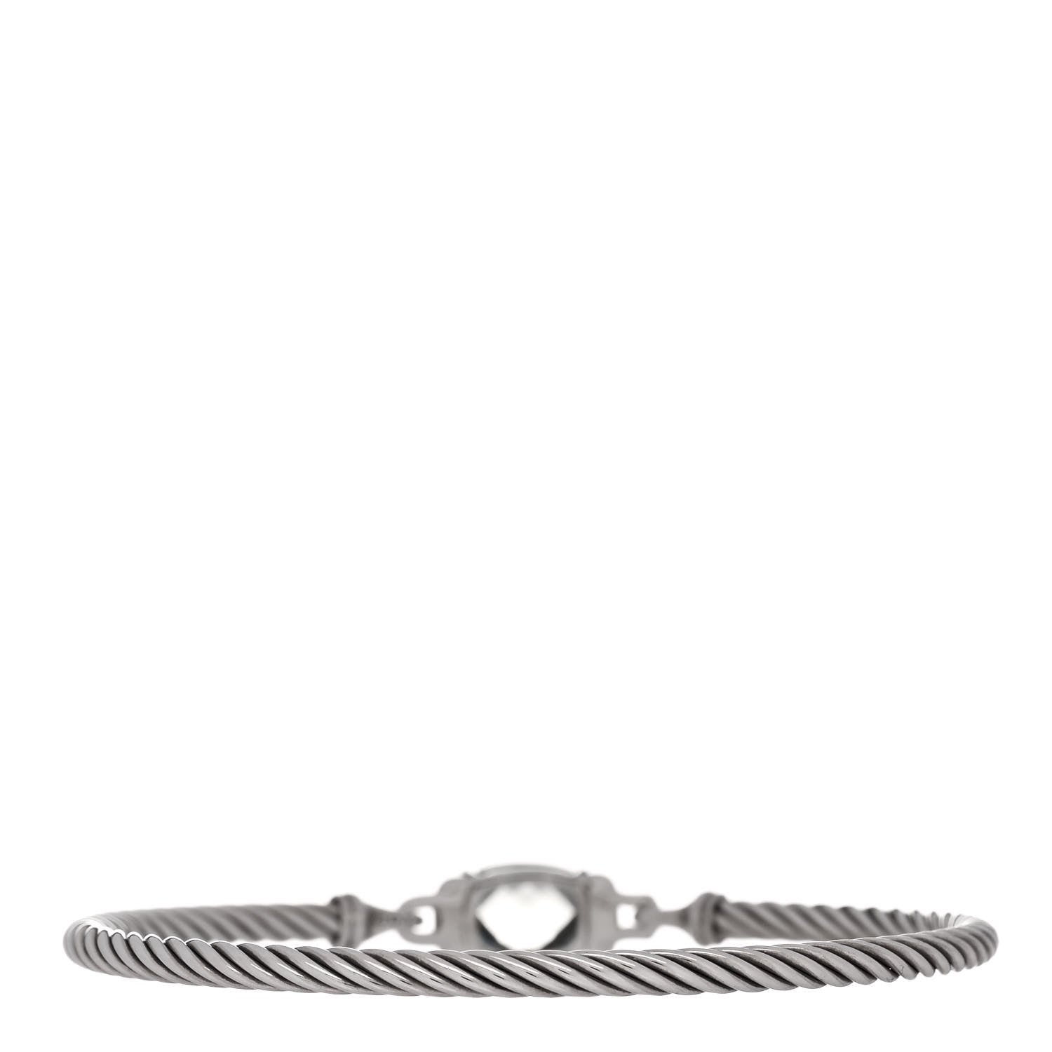 David Yurman Sterling Silver Diamond Prasiolite 3mm Petite Wheaton Bracelet 2 of 3