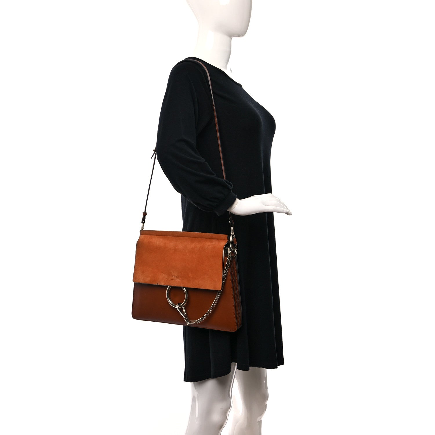 Chloe Suede Calfskin Medium Faye Shoulder Bag Tobacco 2 of 13